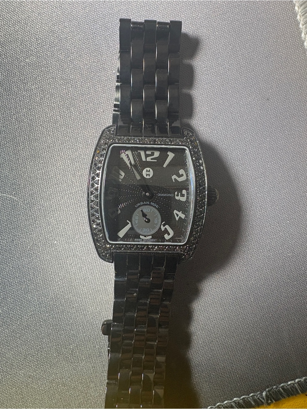 Michele Mini Urban Black Stainless Steel Diamond-Accent Bracelet Watch - Picture 2 of 5